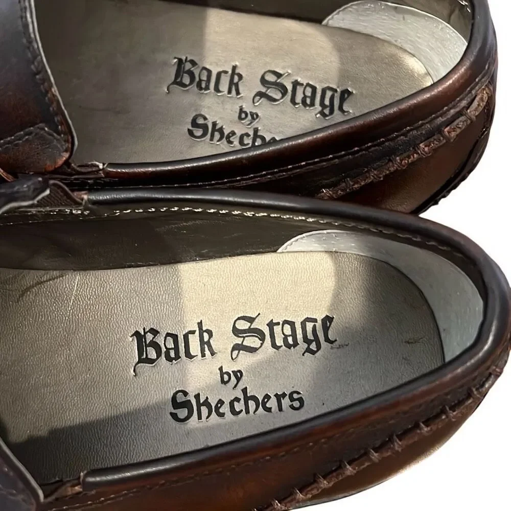 Back Stage by Skechers Men’s Rock a Billy Brown leather Shoes Sz.10.5
